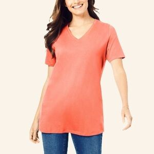 Terra & Sky 2X coral semi-fitted short sleeve tee